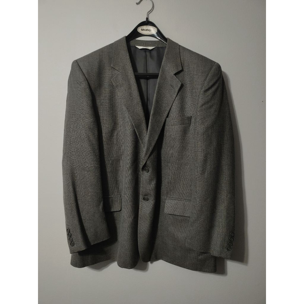 Men's VERSINI Dark Gray Regular Fit Sport Coat Wool Silk Blend Blazer 46R